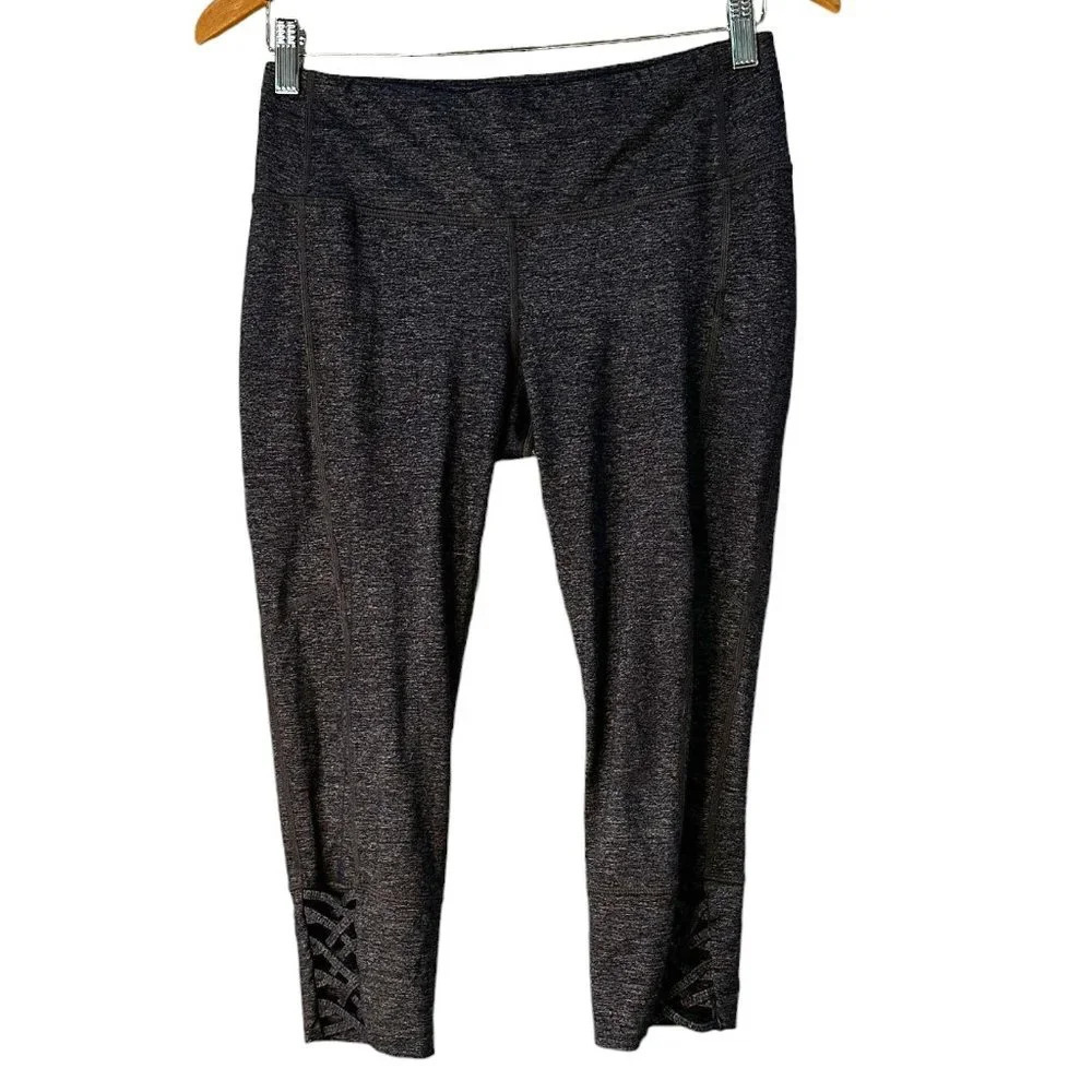 ATHLETA Cropped Lace Up Leg Leggings Tights Charcoal Grey - Medium